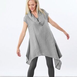 Bryn Walker Noa Gray Linen Cowl Neck Sleeveless Asymmetric Tunic Lagenlook Sz S